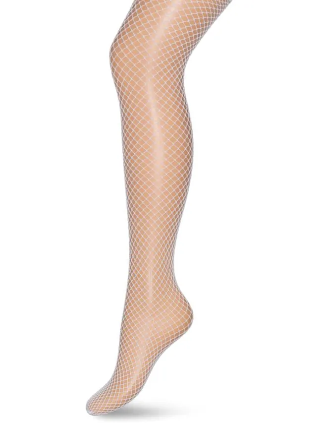 Bonnie Doon Visnet Panty Wit Dames maat L/XL 40/42 - Netpanty - Fishnet Tights - Visnet Patroon - Comfortabele Pasvorm - Stevig Materiaal - Super Elastisch - Doorschijnend - White - BN751994.103