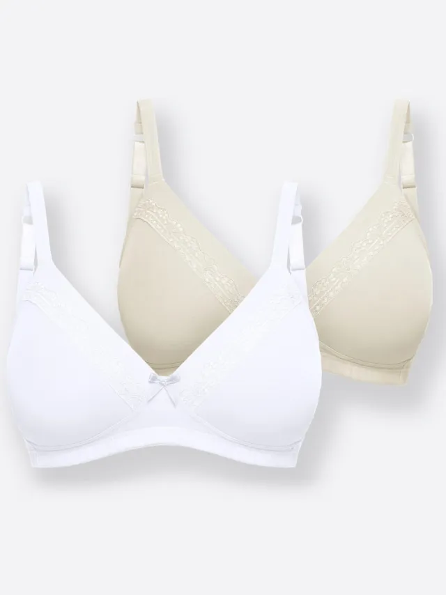 Beha met cups zonder beugel zwart wit + champagne
