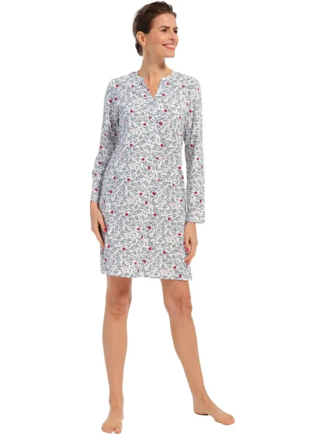 Pastunette dames nachthemd L/M - 95cm - Tulp - 50 - Wit