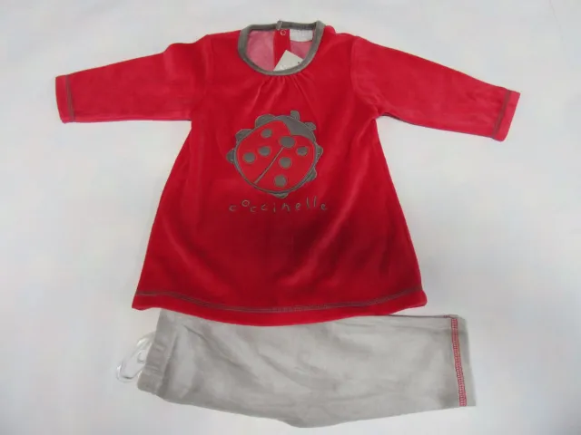Wiplala Pyjama - Rood - Velour - M meisje - Lieveheerbeestje - 5 jaar 110 rood , grijst