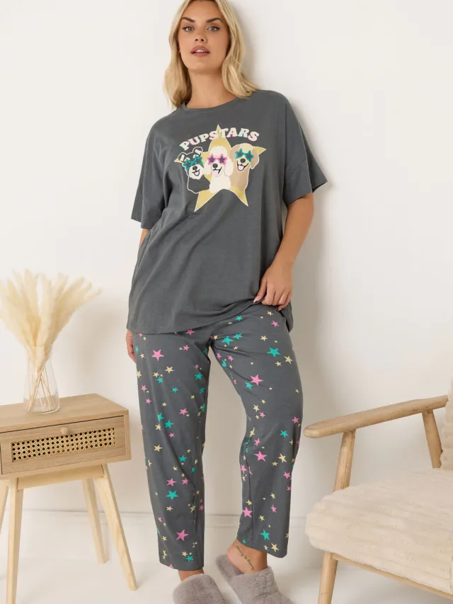 Yours Charcoal Grey Pupstars Pyjamaset-56, foto 2