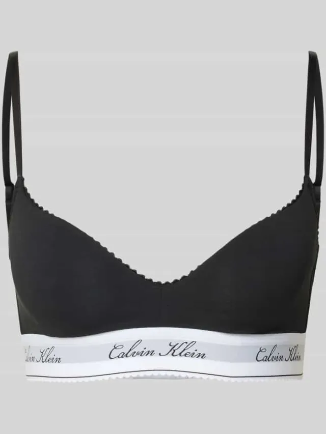 Calvin Klein Bralette van mix van katoen en modal met modal-aandeel model 'SCRIPT Lightly Lined' Zwart
