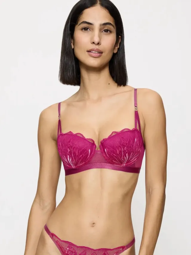 Sloggi Triump BH Crazy Stupid Love WHP - Beugel bh voorgevormde balconette bh met kant - Sexy lingerie dames - 75D - Roze