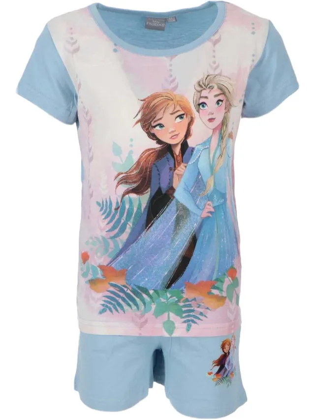 Disney Frozen Shortama - Korte broek en shirt - blauw - Anna en Elsa - pyjama