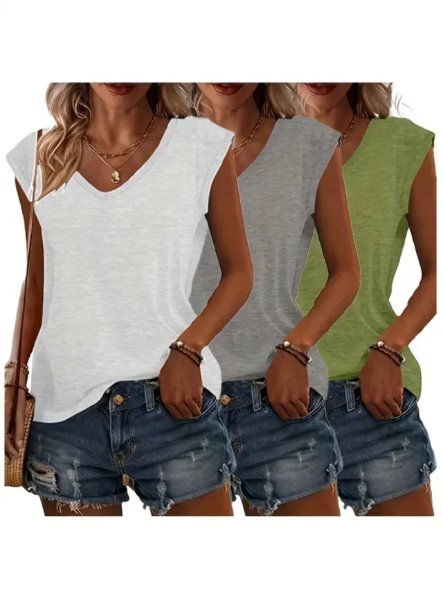 Currero Topje Dames - Top Kleding - Shirt - Blouse - Kort - Volwassen - Lichtgroen + Wit + Lichtgrijs