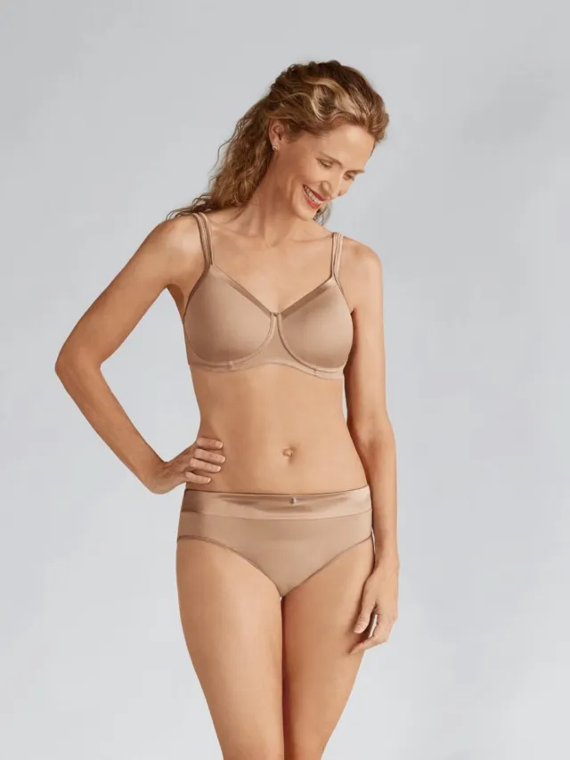 Amoena Prothese Bh Voorgevormd Zonder Beugel Lara Satin SB NUDE - maat EU 80A / FR Huid