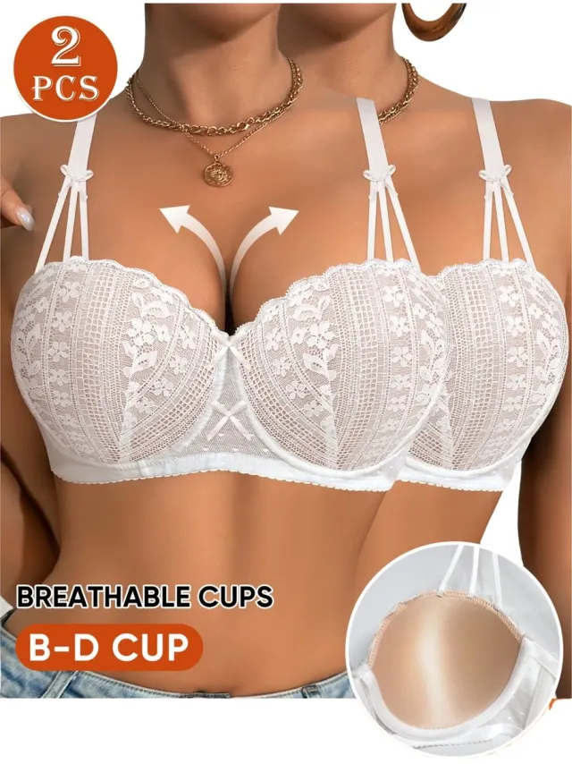 Currero BH Zonder Beugel - Strapless - Zonder Bandjes - Met Voorsluiting - Push-up Bh's - Comfort Beha - Comfortabel - Grote Sluiting - Wit - Cupmaat