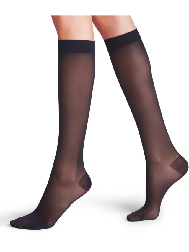 Falke Energize half doorzichtig met compressie materiaal sheer 30 DEN kniekousen dames blauw-40 blauw 6179