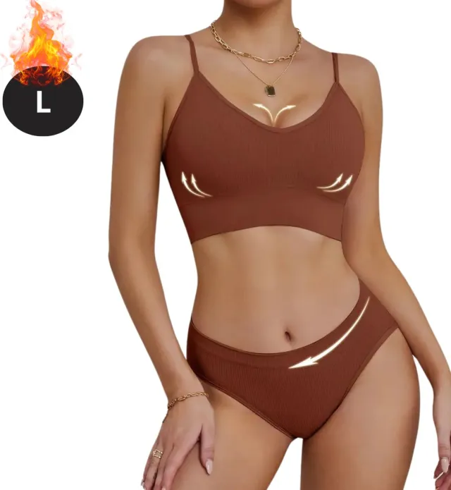 Livano Lingerie Set Zonder Beugel - Zonder Bandjes - Push-up Bh's - Comfort Beha - Comfortabel - BH - Karamel