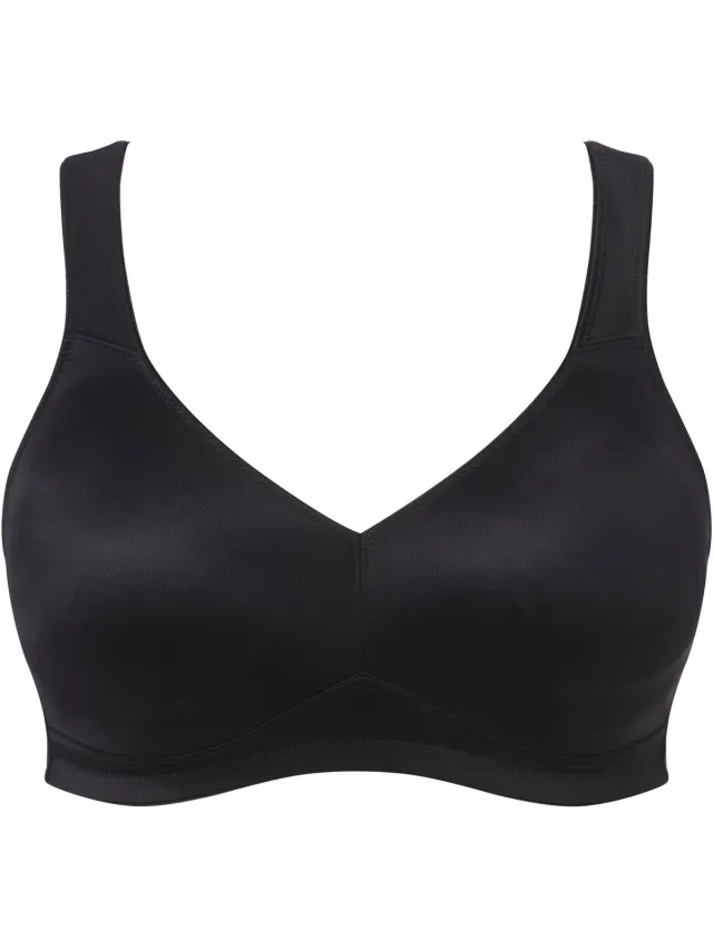 Ulla Popken Dames - Microvezel-beha voorgevormde cups ademend - Klassiek zwart