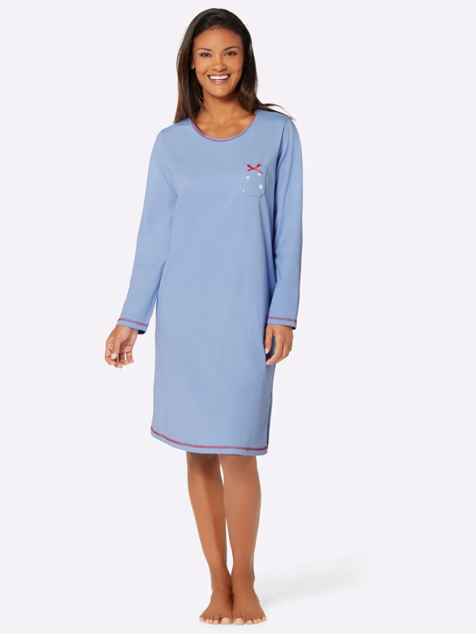 slaapshirt blauw blauw geprint + blauw