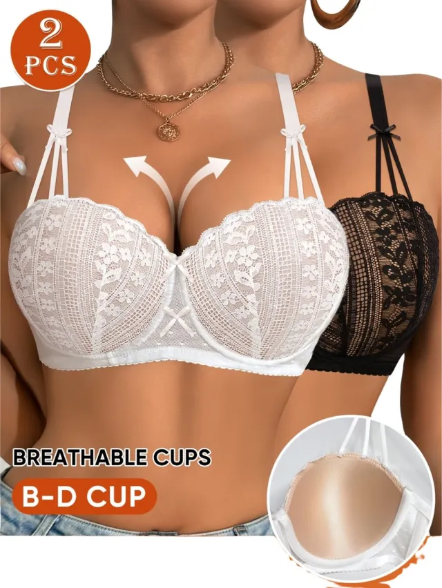 Currero BH Zonder Beugel - Strapless - Zonder Bandjes - Met Voorsluiting - Push-up Bh's - Comfort Beha - Comfortabel - Grote Sluiting - Veelkleurig - Cupmaat