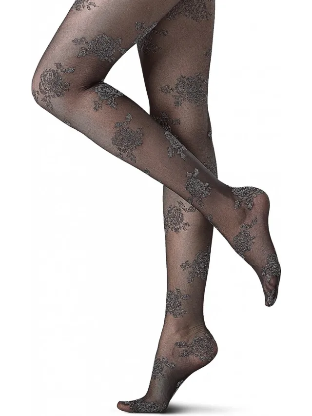 Oroblu silver roses panty-M kleur: zwart maat: