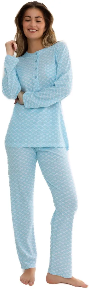 Cocodream Quality Cocodream Interlock Pyjama 'Rocket Blue' - Dames Nachtmode - Lange Mouw - Blauw