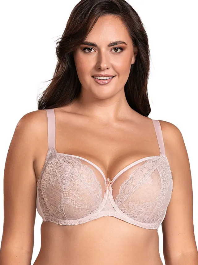 Vivisence damesbeha tule mesh kanten strikcups 1044 , roze, 100e