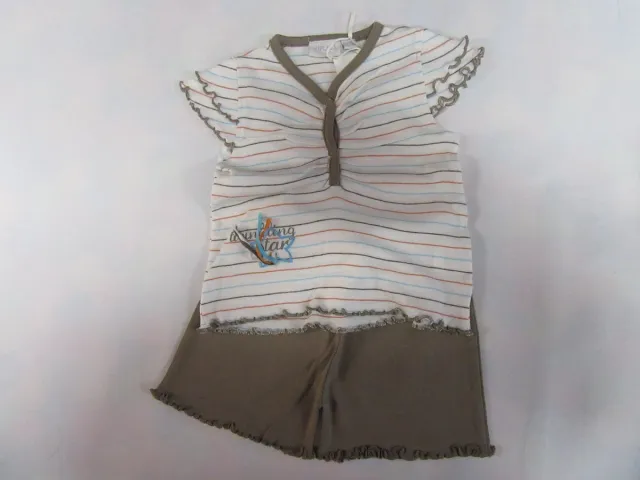 Wiplala Zomer pyjama - Meisje Wit / bruin - Streep - 6 maand 68 wit , bruin