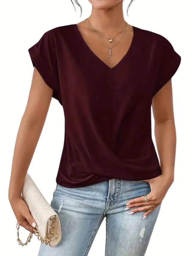 Currero Topje Dames - Top Kleding - Shirt - Blouse - Kort - Volwassen - Bordeauxrood