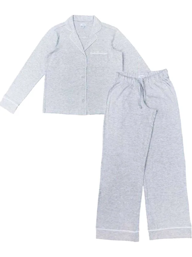 Linea Katoenen pyjamaset voor volwassenen (pak van 1) (Grijs)