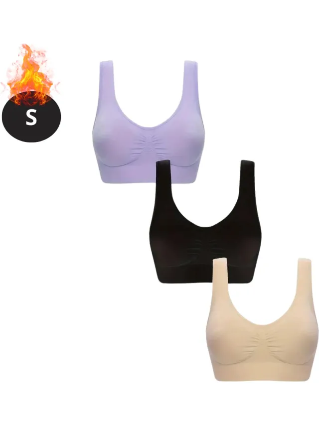 Bovista BH Set Zonder Beugel - Zonder Bandjes - Push-up Bh's - Comfort Beha - Comfortabel - Sterk - Dames - 3 Pack - Gemengd 3