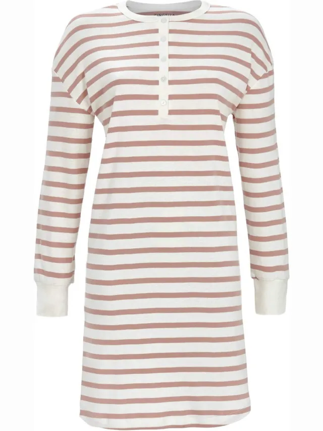 Ringella Katoenen nachthemd roze strepen - Roze - Maat - 42