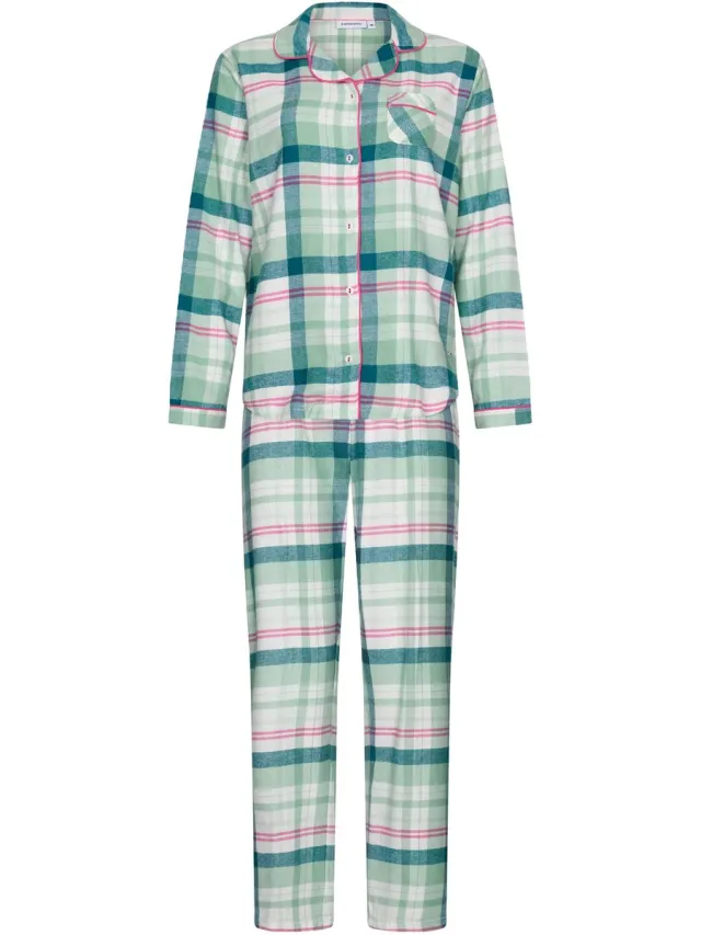 Pastunette Flannel Check - Pyjama - Doorknoop - Katoen/Flanel - Groen Wit