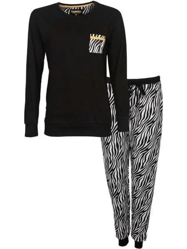 Irresistible dames pyjama -Zebra 1101 - XXL - Zwart