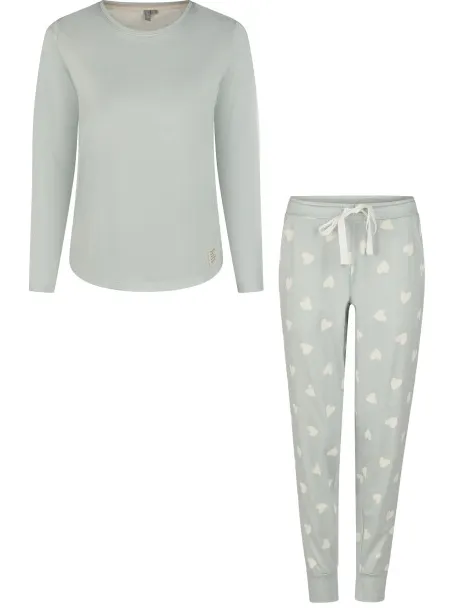 By Louise Dames pyjama set lang katoen mintgroen, foto 2