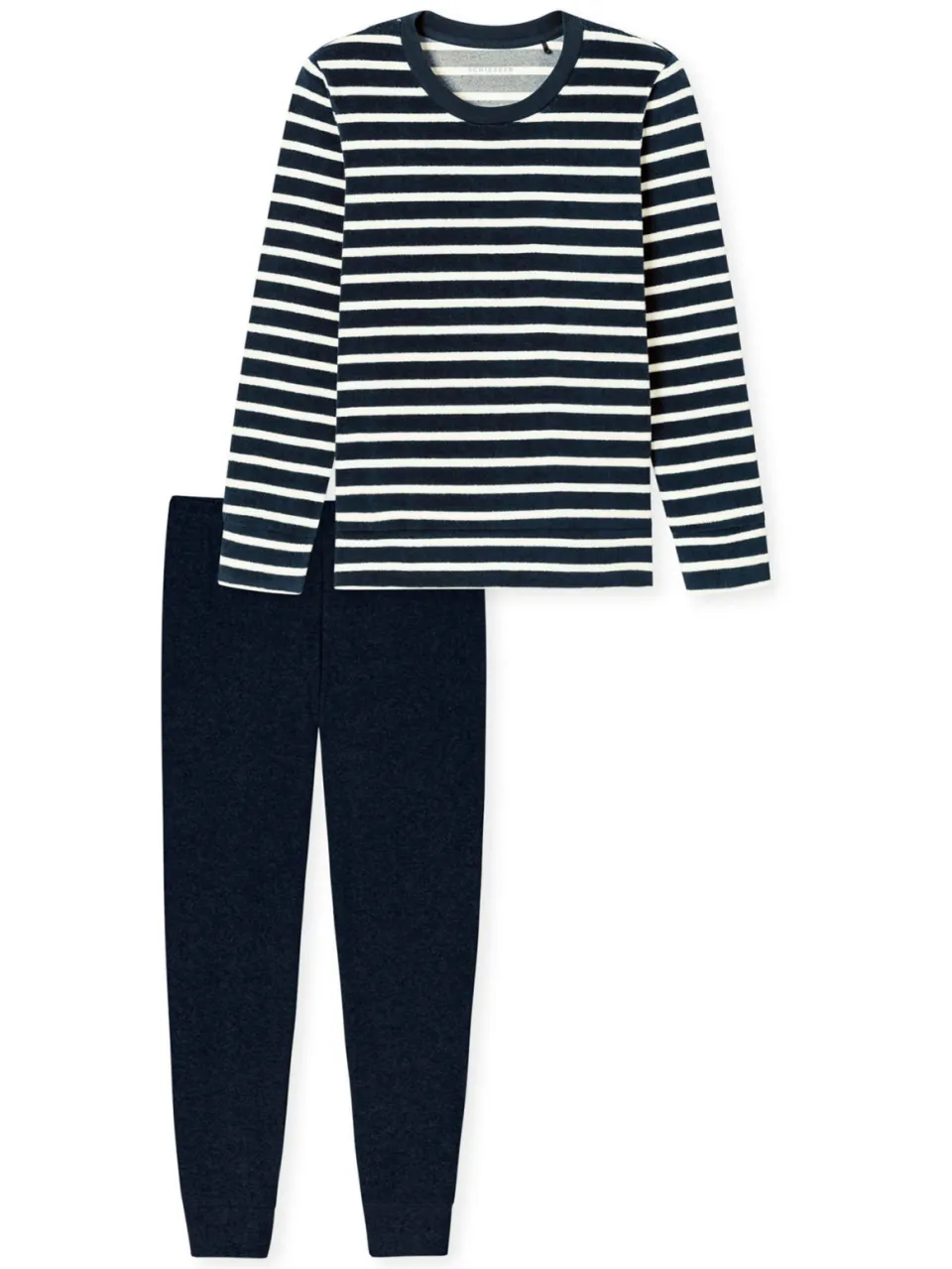 Schiesser Regular fit pyjama-set van katoenmix donkerblauw, foto 2