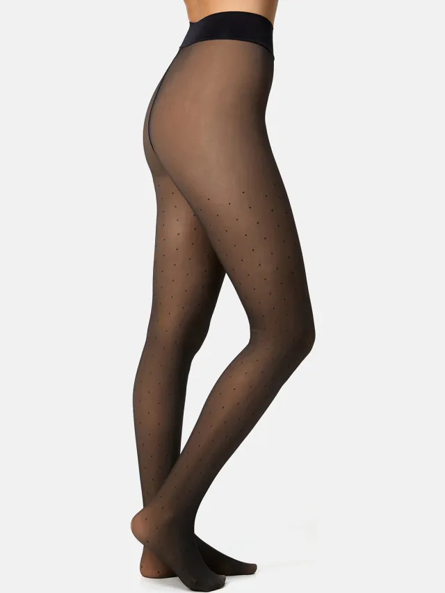 nur die Feinstrumpfhose Warm & Transparent Print Punktedesign