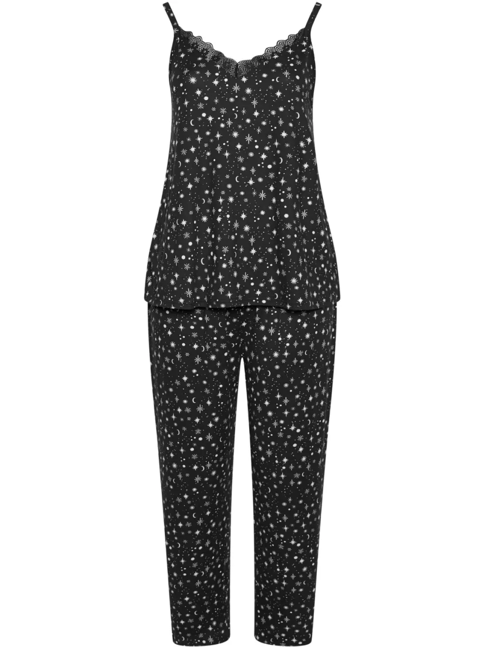 Yours Curve Zachte Pyjama Met Bandjes En Ster In Zwart-44, foto 4