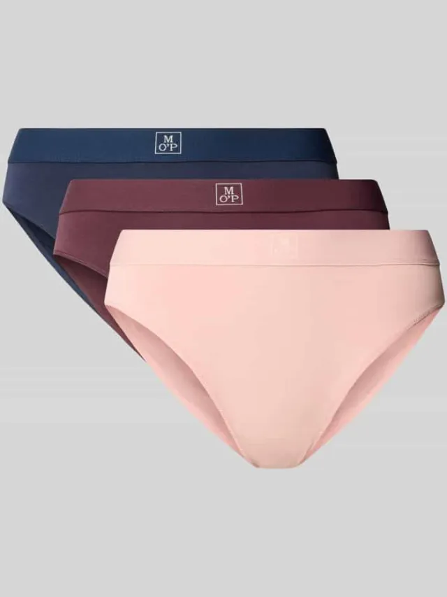 Marc O'Polo Slip met logo in band in set van 3 Roze