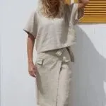 Amber Linen dames vegan Wikkelrok Vita Crème