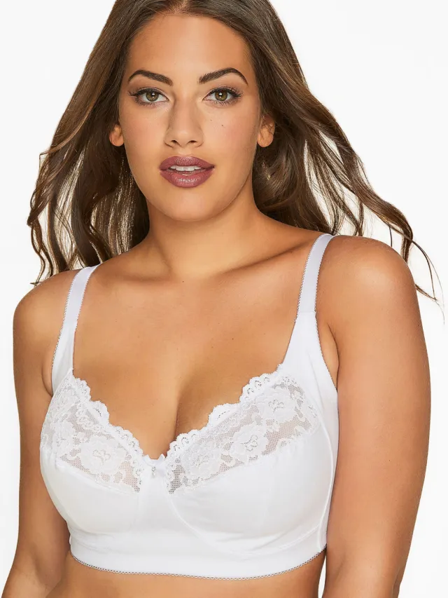 Yours Katoenen Bh Zonder Beugel Met Kant Detail In Wit Bestsellersize White