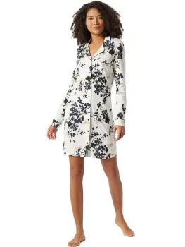 Schiesser Contemporary Nightwear Sleep Shirt Zwart,Versch.kleure/Patroon,Wit