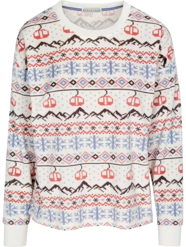 PJ Salvage Dames/Dames Kerst Fair Isle Top (Gebroken wit)
