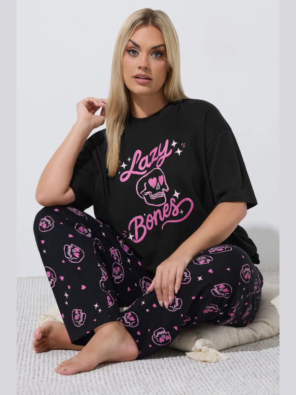 Limited Collection Zwarte 'Lazy Bones' Pyjamaset Met Schedel-42, foto 3