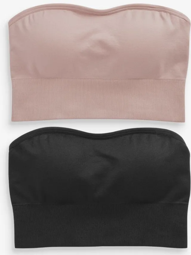 Next Dames - Naadloze bandeau ultiem comfort beha's verpakking van 2 - Zwart Black/Light Pink