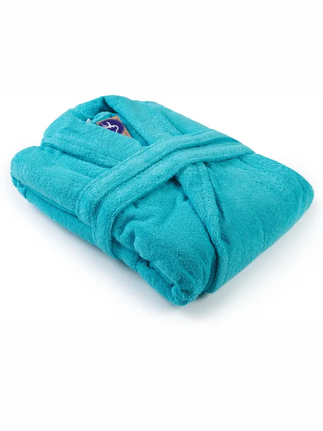 ARTG Robezz - Badjas Sjaalkraag - 100% Badstof Katoen - Helderblauw - Aqua Blue Zeeblauw