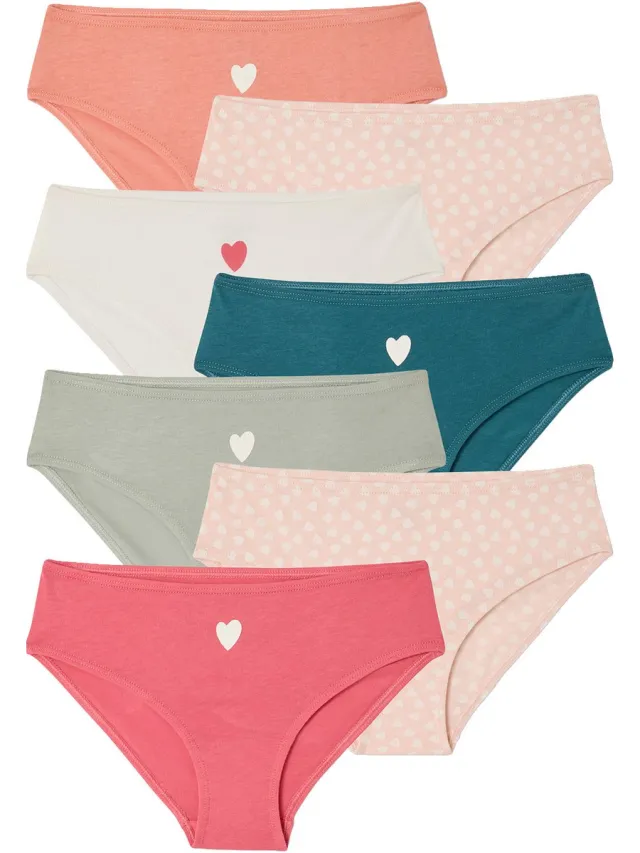 vertbaudet Set van 7 slipjes for girls hart biologisch katoen fuchsia