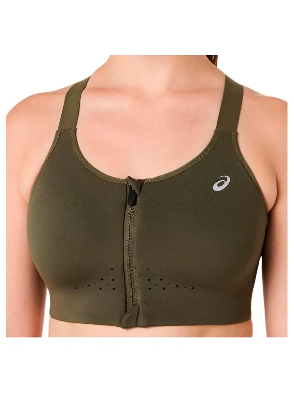 Asics Road Combination Zip sportbeha groen Bruin