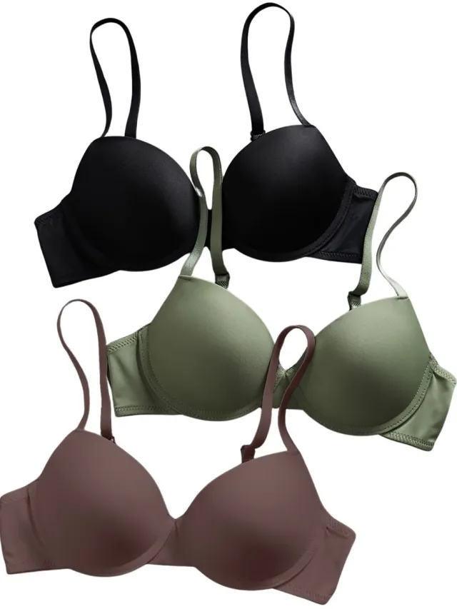 Currero BH Zonder Beugel - Strapless - Zonder Bandjes - Met Voorsluiting - Push-up Bh's - Comfort Beha - Comfortabel - Grote Sluiting - Bruin + Groen + Zwart - Cupmaat