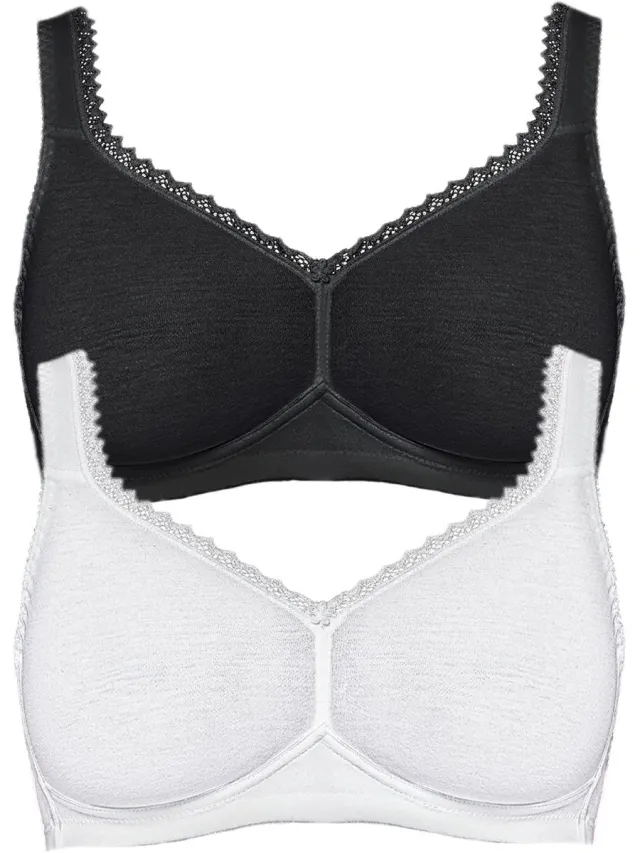 Susa 2-pack katoenen BH zonder beugel Organic Cotton zwart-wit