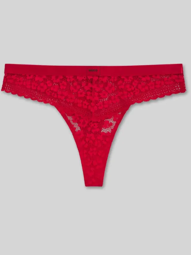 Hugo String met tere kanten voorkant rood, foto 2