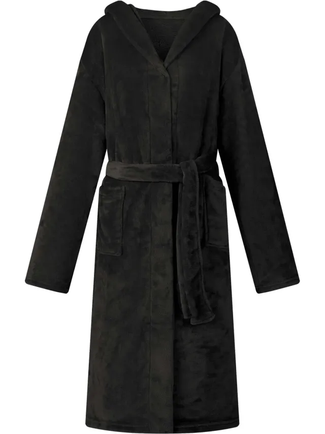 vidaXL Badjas Hoodie Zwart XXXL Flanel