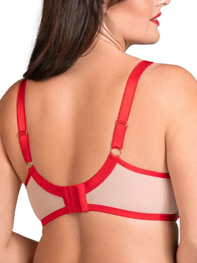 Vivisence Elegante Zachte Beha Met Kant Voor Vrouwen Beugelbeha Met Lifting Effect Verstelbare Bandjes En Goudkleurige Details Vrouwelijke Lingerie Voor Comfort En Ondersteuning, Rood,95E