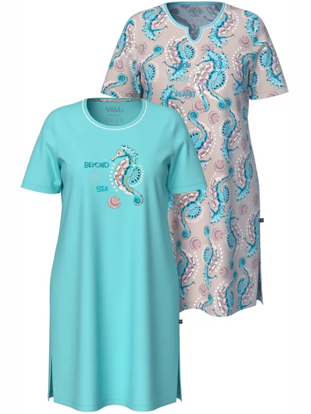 Ulla Popken Dames - Bigshirt - Caraïbisch blauw - Maat 46+