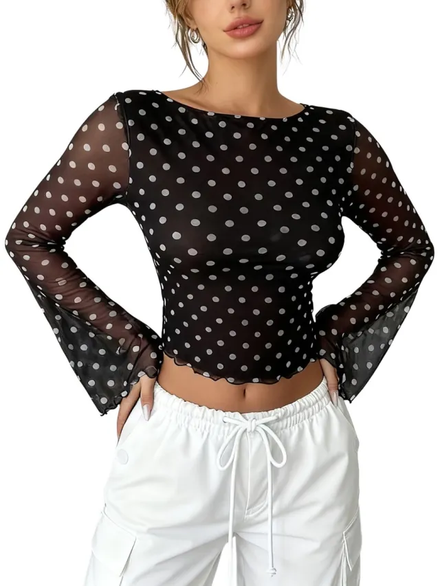 Currero Topje Dames Polkadots - Mouwloze Top - Singlet - Kleding - Shirt - Blouse - Kort - Volwassen - Zwart