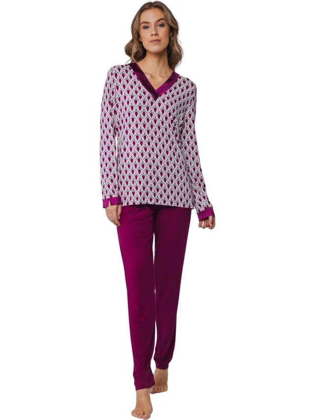 Pastunette pyjama dames - dark red print - 25242-320-2/283 Rood