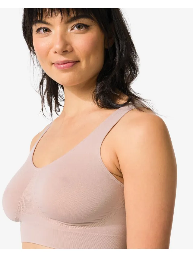 HEMA Niet voorgevormde top zonder beugel naadloos beige