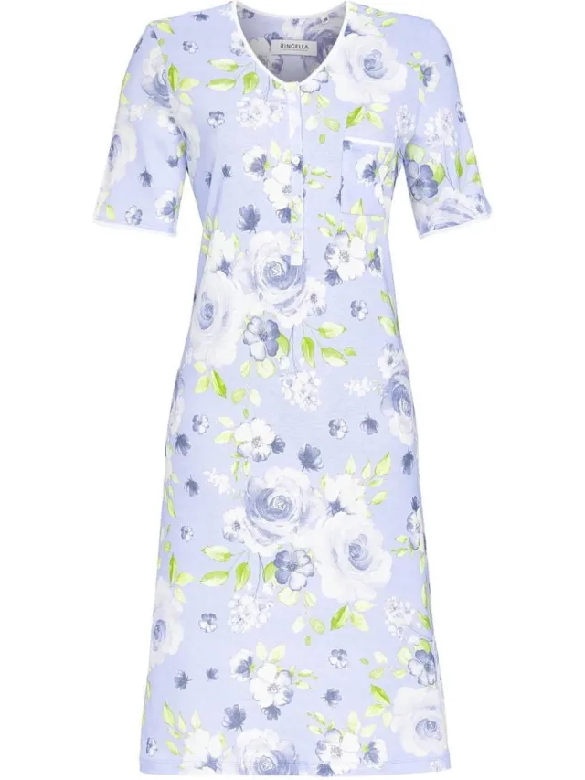 Ringella Rose Print – Nachtkleed – 5211069 – Azur – Blauw